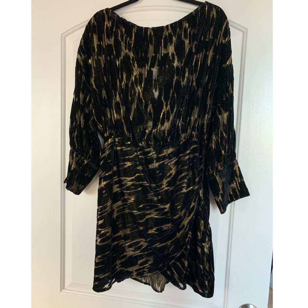 Zara NWT Velvet burnout dress in black and gold, size XL